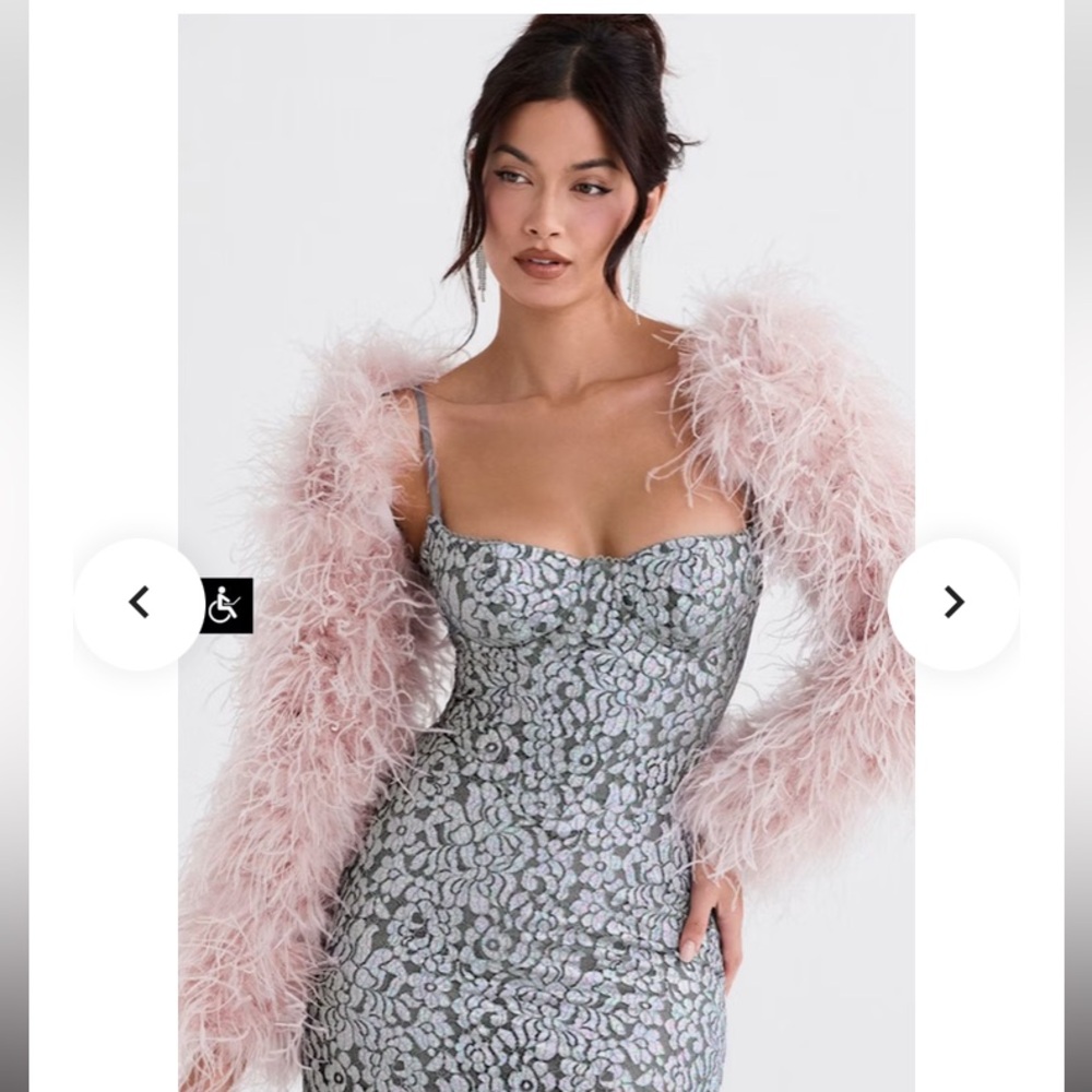 House of CB Pink Feather Bolero Jacket